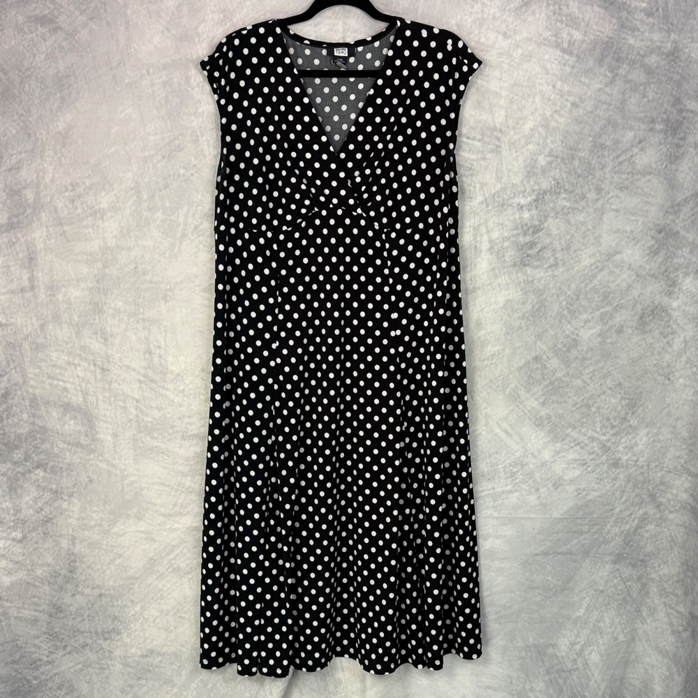 studio 1940 Women Sz 14/16 Polka Dot Midi Dress Retro pin-up babydoll Rockabilly